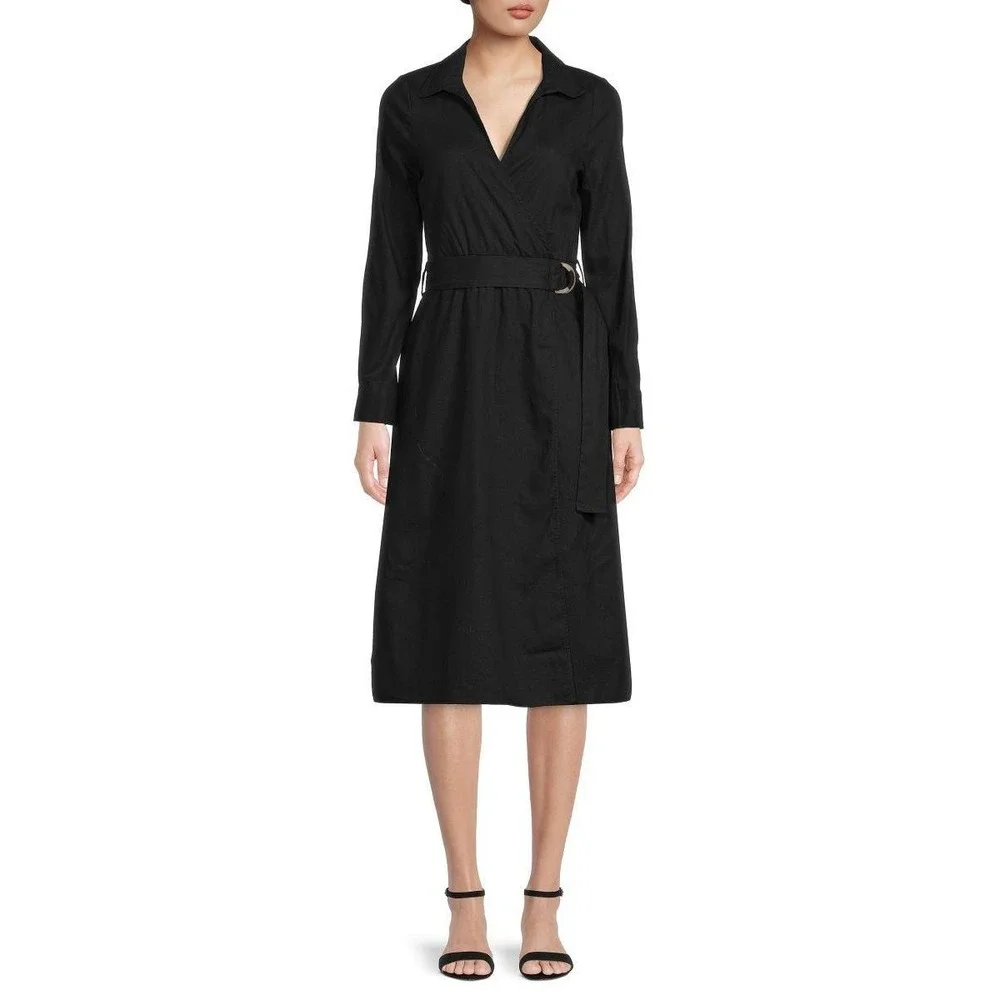 Saks Fifth Avenue | Dresses | Saks Fifth Avenue Black Linen Cotton Faux Wrap Midi Shirt Dress Medium | Poshmark Saks Fifth Avenue | Dresses | Saks Fifth Avenue Black Linen Cotton Faux Wrap Midi Shirt Dress Medium | Poshmark